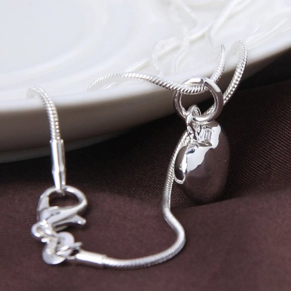 Snake 925 Sterling Silver Rope Chain Heart Love Necklace Wedding Engagement - Picture 3 of 9